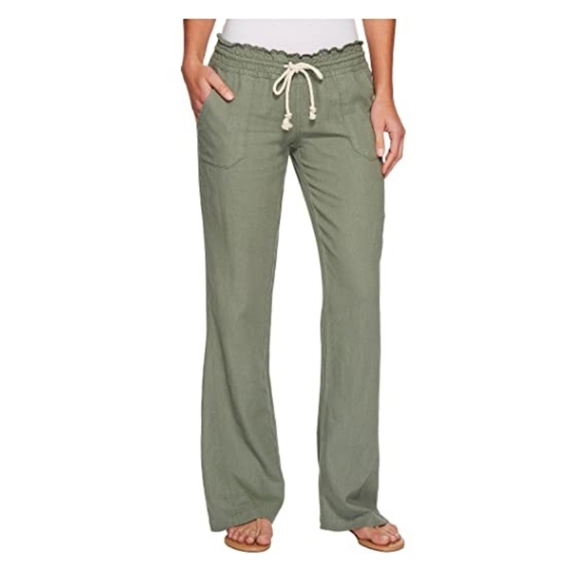 Roxy Pants - Roxy Olive Green Linen Pants Sz XL